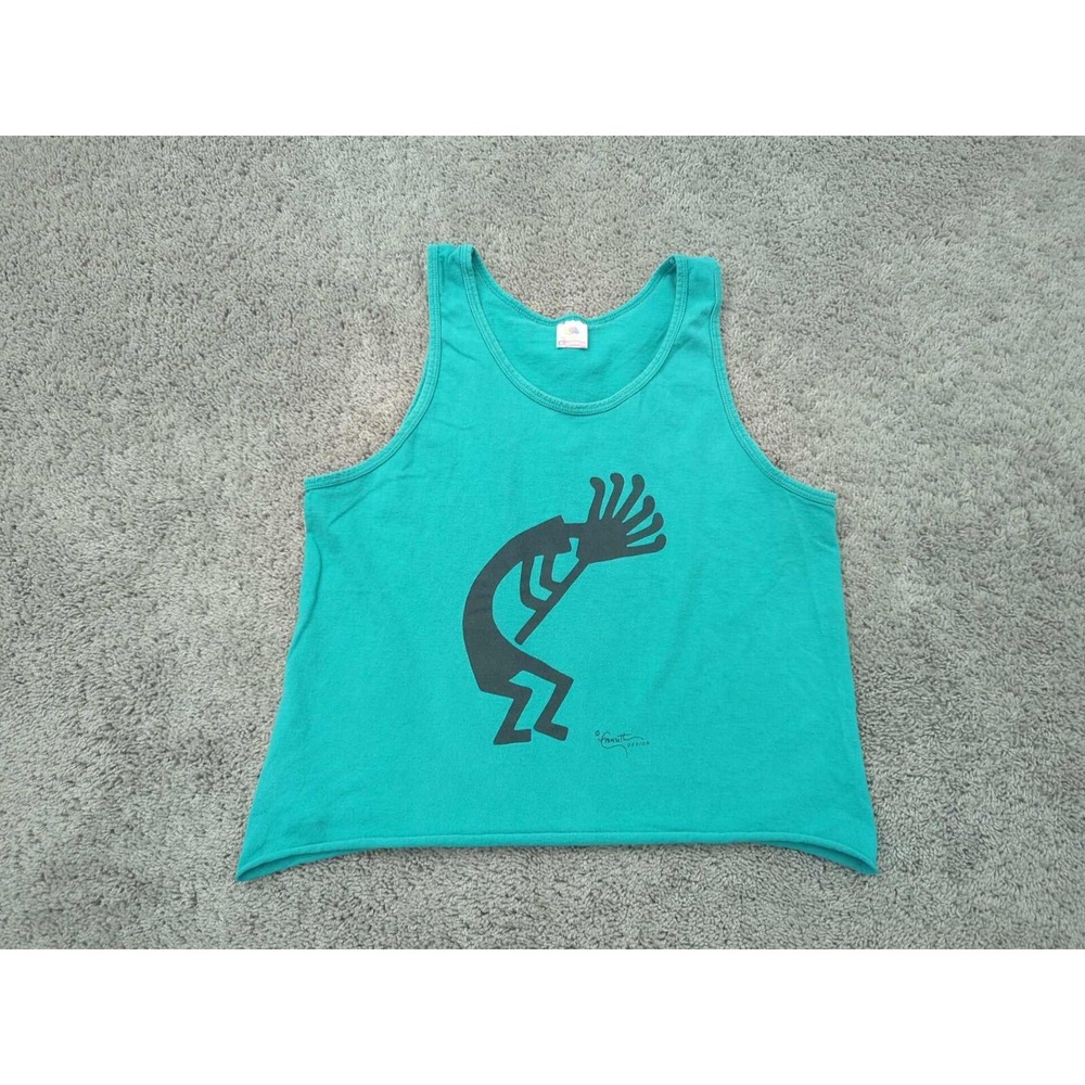 Vintage Kokopelli Womens Medium Fruit of the Loom Green Made in USA